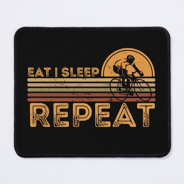 Item preview, Eat Sleep Cycle Repeat, Eat Sleep Race Repeat, Funny Cyclist Retro Sunset Print designed and sold by Auntieck.
