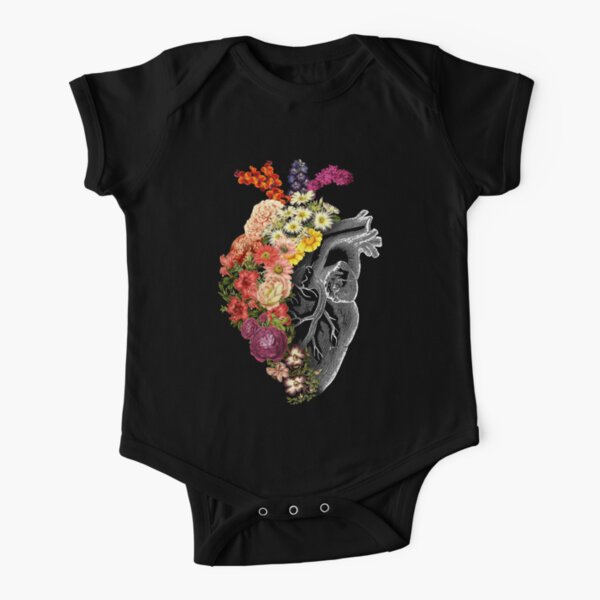 Flower Heart Spring Short Sleeve Baby One-Piece