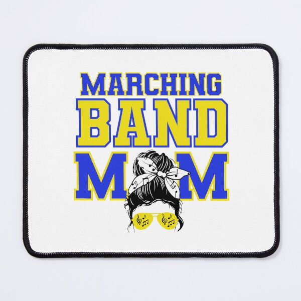 Item preview, Marching Band Mom Blue/Yellow Messy Bun designed and sold by ItsaMomThingLLC.