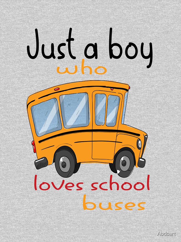 Disover just a boy who loves school buses Kids Pullover Hoodie