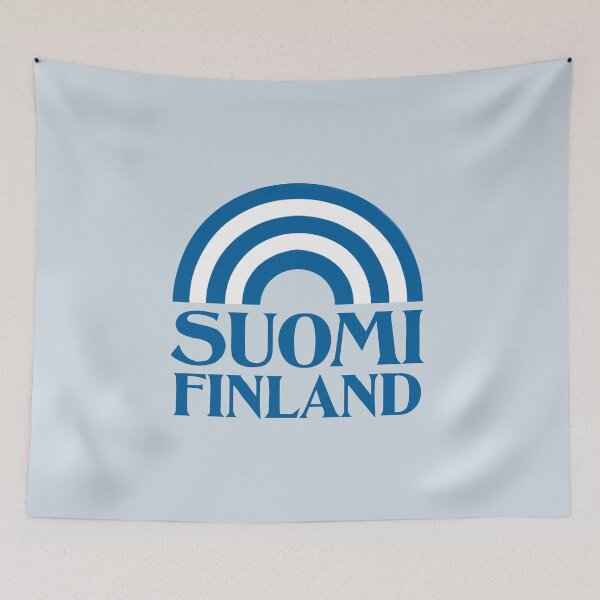 Item preview, Suomi - Finland with a blue and white rainbow arc designed and sold by knappidesign.