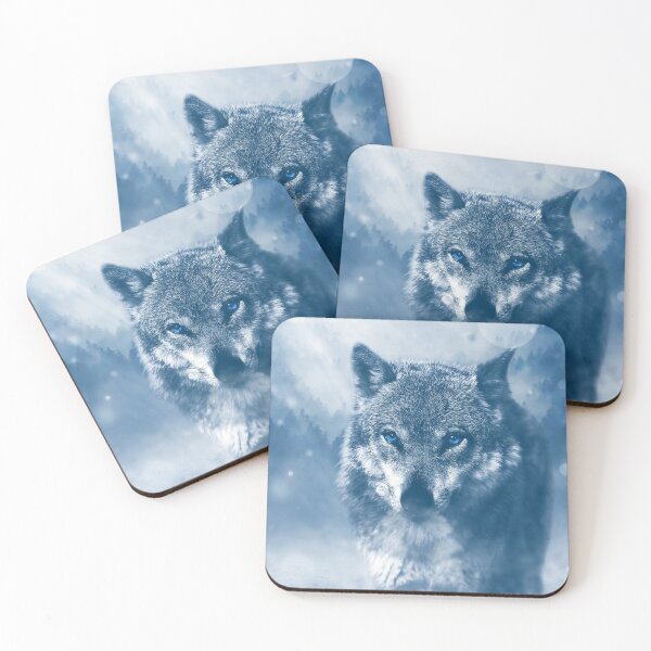 Item preview, Wolf face lone wolf snow scene all over print designed and sold by Tuesday Robbins.
