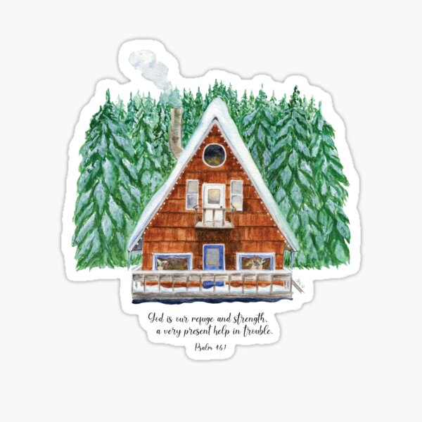 Item preview, Cabin In The Woods Watercolor Bible Verse Art designed and sold by Jasanna Czellar.