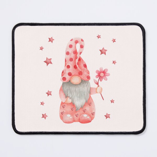 Item preview, Pink Valentine Gnome With Flower And Stars, Cute Watercolor designed and sold by DaisyPaints.