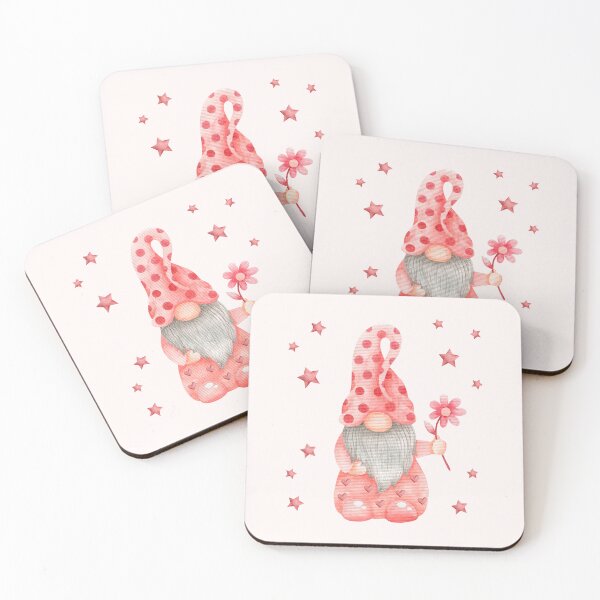 Item preview, Pink Valentine Gnome With Flower And Stars, Cute Watercolor designed and sold by DaisyPaints.