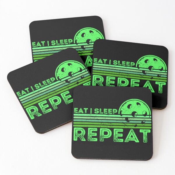 Item preview, Eat Sleep Pickleball Repeat, Gifts for pickleball lovers, Bright Green Retro Sunset Print designed and sold by Auntieck.