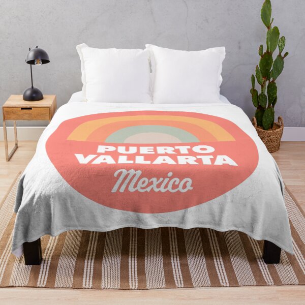Aperçu de l'œuvre Puerto Vallarta Retro Orange Rainbow Badge créée et vendue par modeoftravel.
