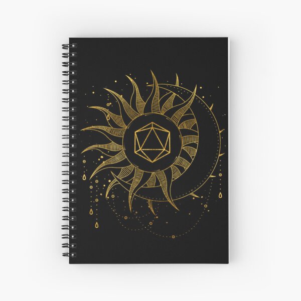 DND DICE SUN & MOON: Minimalist Celestial D20 for dnd girl. Spiral Notebook