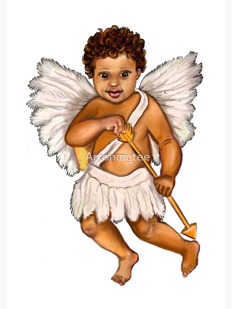 The Best Valentine's Day Gift ideas 2022, Cupid. baby angel holding an  arrow - curly Afro Hair and gold arrow Spiral Notebook for Sale by  Artonmytee