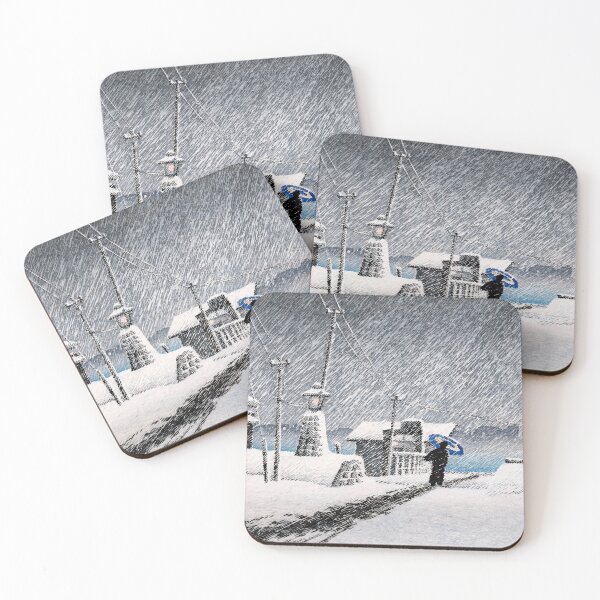 Item preview, Snow at Tsukishima by Kawase Hasui designed and sold by Ukiyo-Studio.
