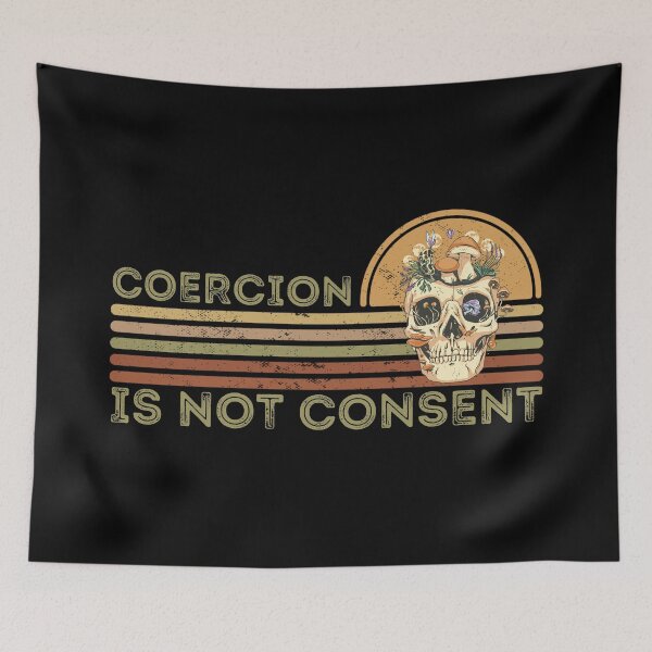 Item preview, Coercion is not consent, Retro Sunset Grunge Skull Design designed and sold by Auntieck.