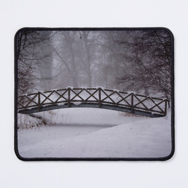 Item preview, Snowy wooden bridge over a frozen river designed and sold by Michael Brewer.