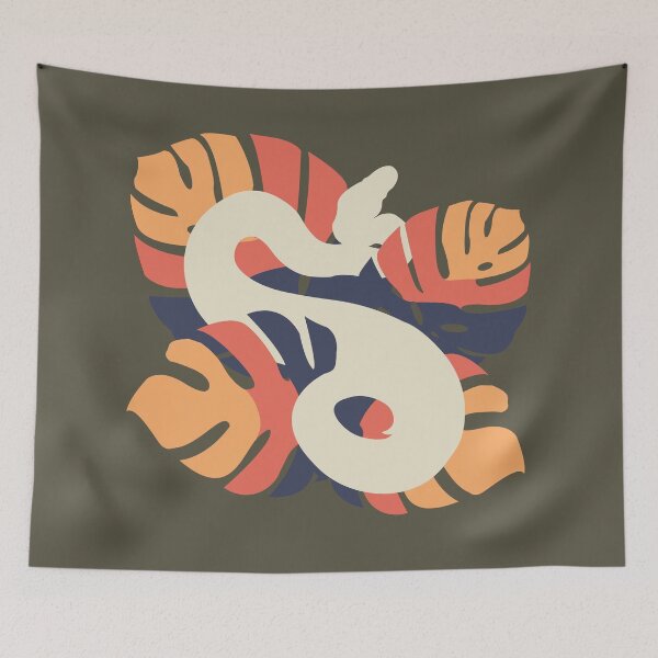 Item preview, Snake in Autumn Frost Colour Monstera Leaves designed and sold by Nerdynoods.