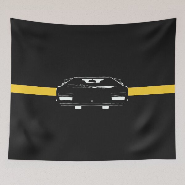 Aperçu de l'œuvre Points forts de l'avant d'une supercar italienne classique - bande jaune créée et vendue par ApexFibers.
