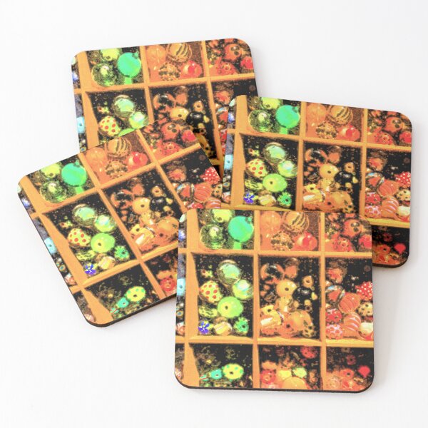 Item preview, Colorful glass beads in a wooden crate designed and sold by Michael Brewer.