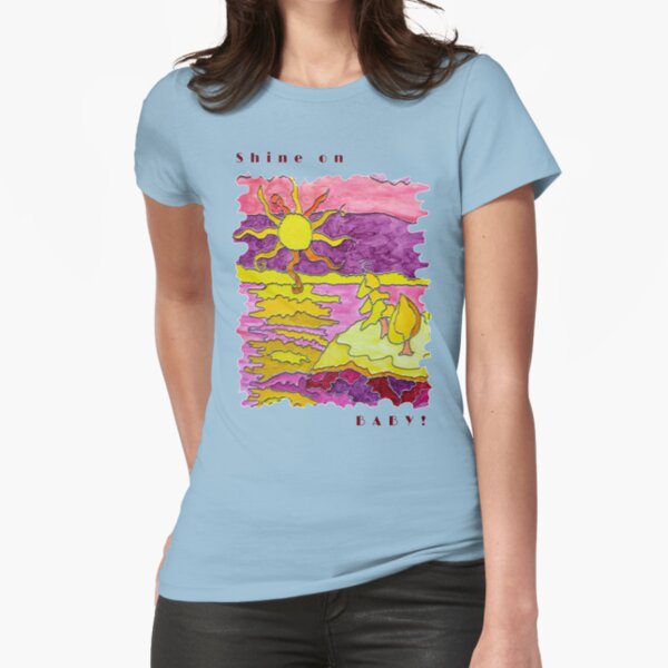 SUNSET OCEAN SEASCAPE - SHINE ON BABY! Fitted T-Shirt