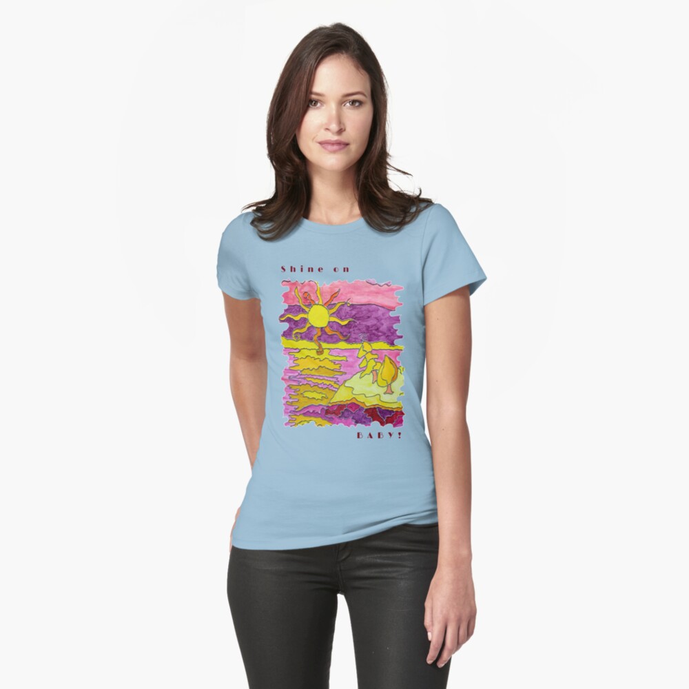 SUNSET OCEAN SEASCAPE - SHINE ON BABY! Fitted T-Shirt
