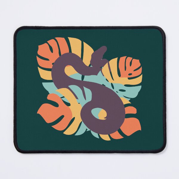 Artikelvorschau, Schlange in Seafoam Embers Color Monstera Leaves entworfen und verkauft von Nerdynoods.