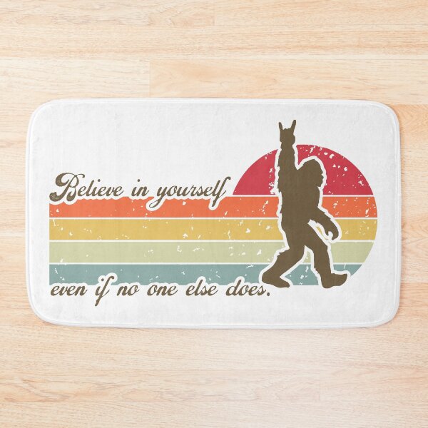 Item preview, Believe in yourself - Bigfoot believes in you - ROCK ON sasquatch inspirational message - RETRO positive vibes designed and sold by originalsusie.