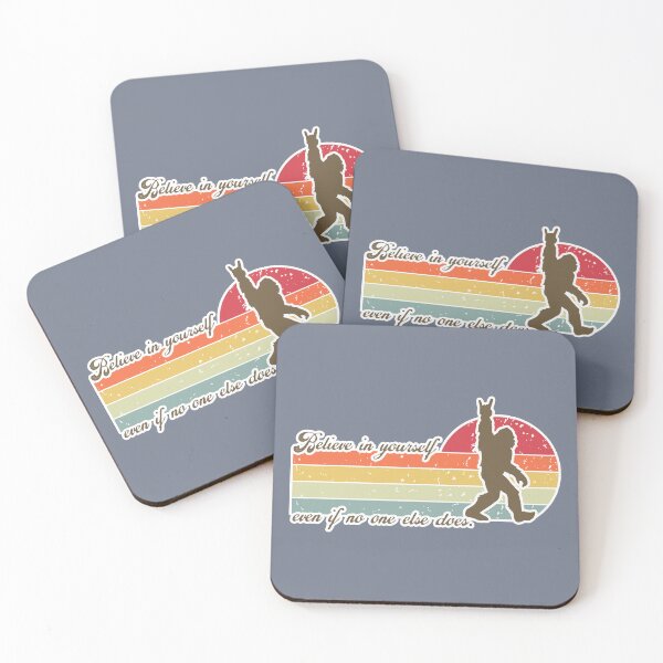 Item preview, Believe in yourself - Bigfoot believes in you - inspirational sasquatch - positive vibes RETRO sunset designed and sold by originalsusie.