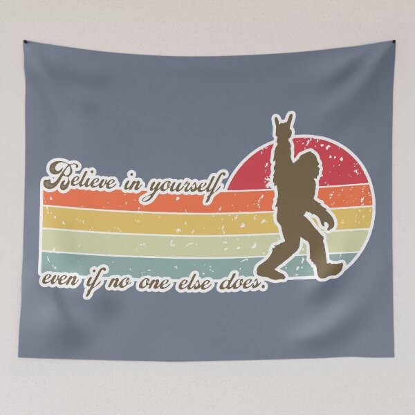 Item preview, Believe in yourself - Bigfoot believes in you - inspirational sasquatch - positive vibes RETRO sunset designed and sold by originalsusie.