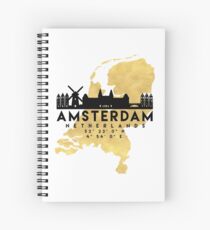 AMSTERDAM NETHERLANDS SILHOUETTE SKYLINE MAP ART Spiral Notebook