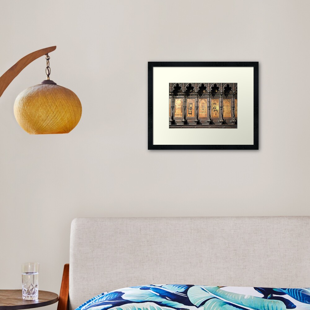 Wooden church alter, Siena Framed Art Print