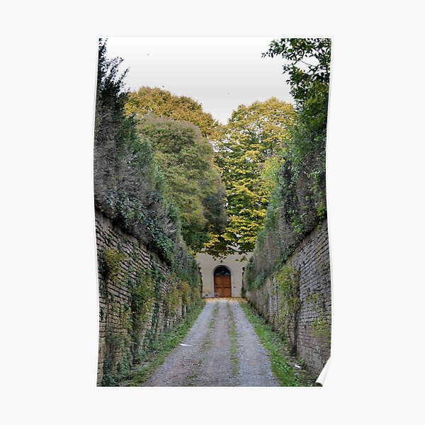 Walled driveway with plants, Siena Poster