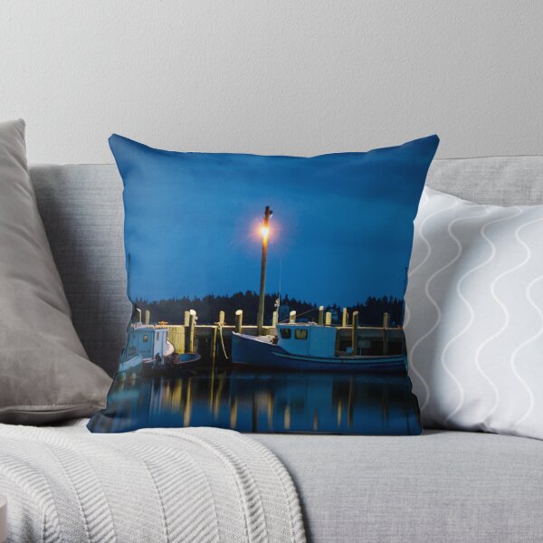 Fishing Boats at Blue Hour Throw Pillow