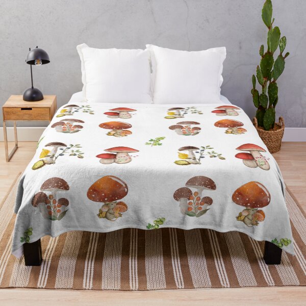 Item preview, Watercolor Wild Mushrooms, Berries and Mouse designed and sold by silviaol.