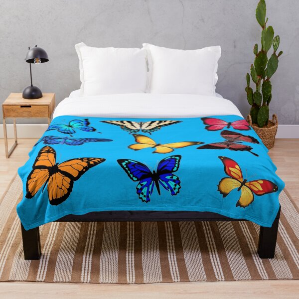 Item preview, Vuelo de las mariposas de colores Patrón Versión azul designed and sold by Cora Gregory.