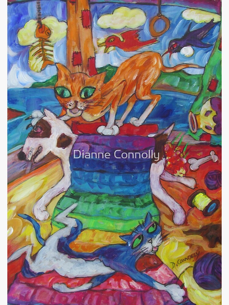 Thumbnail 2 of 2, Postcard, Colourful Cats and Dog designed and sold by abitofanartist.