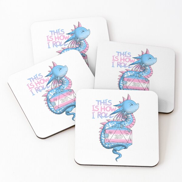 Item preview, Trans Pride Flag Dragon with D20 designed and sold by MickysArt.