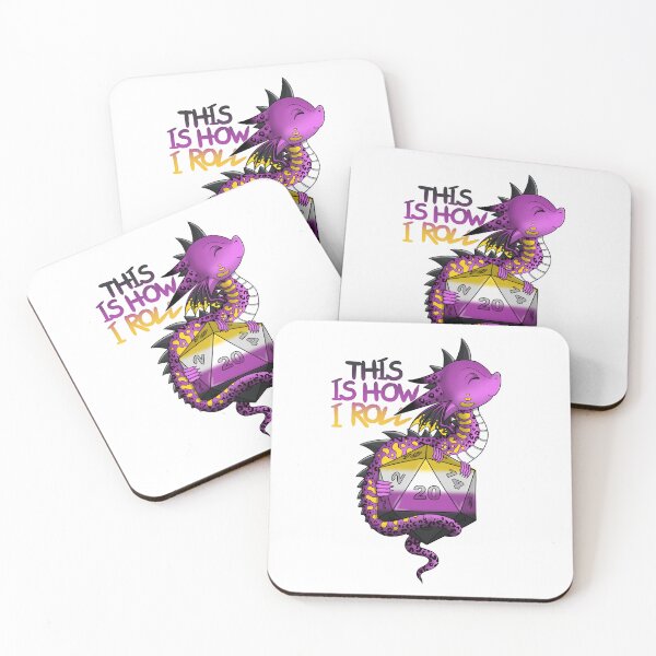 Item preview, Non Binary Pride Flag Dragon with D20 designed and sold by MickysArt.