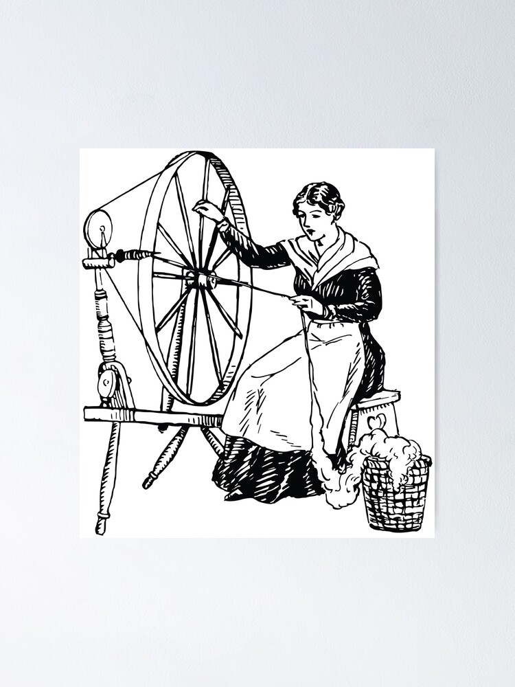 SPINNING WHEEL. An American woman spinning yarn For sale as Framed Prints,  Photos, Wall Art and Photo Gifts