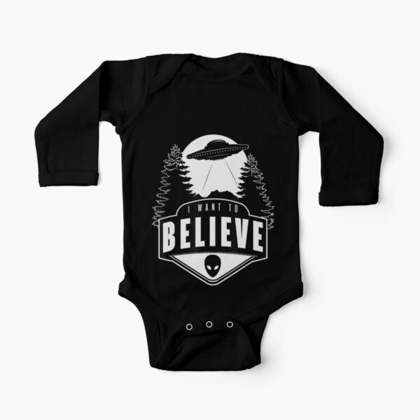 I Want To Believe Alien Ufo Long Sleeve Baby One-Piece