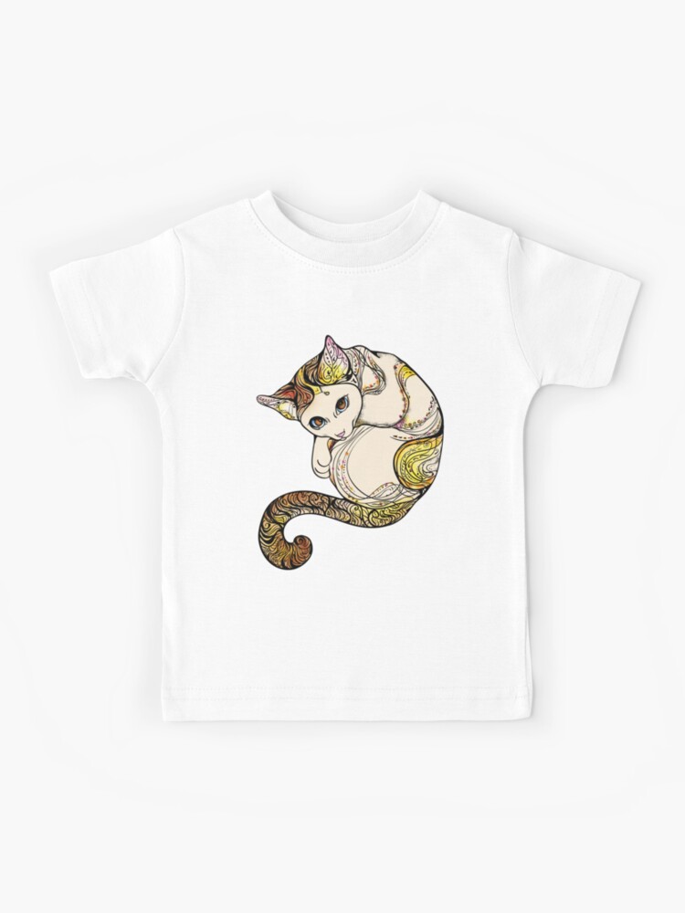 T Shirt Enfant Yoga Chat Fleur Tatouage Ornement Mandala Mignon Mignon Dessin Amusant Par Originalstar Redbubble