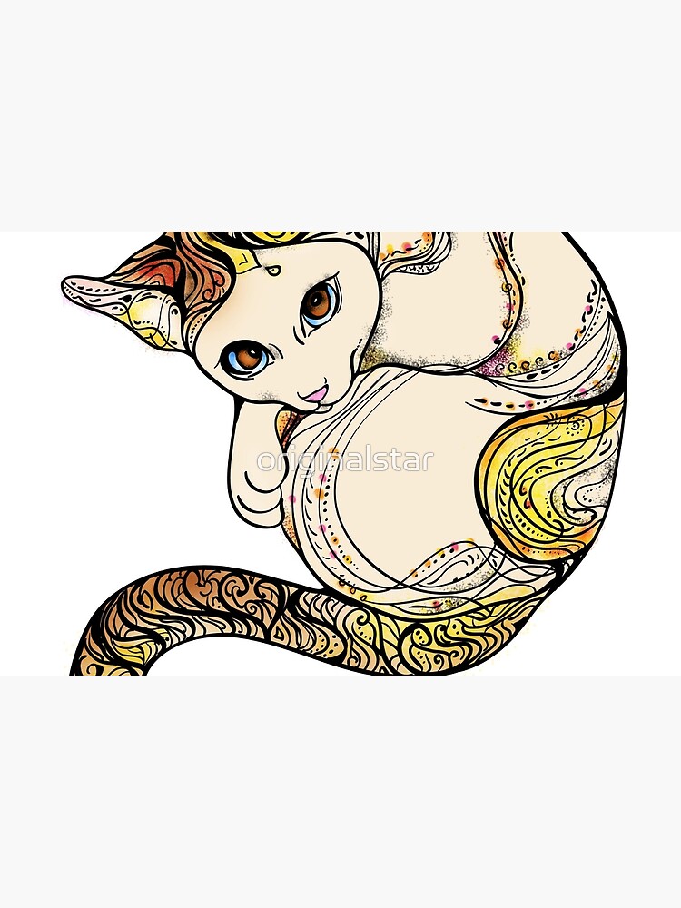 Housse D Ordinateur Yoga Chat Fleur Tatouage Ornement Mandala Mignon Mignon Dessin Amusant Par Originalstar Redbubble