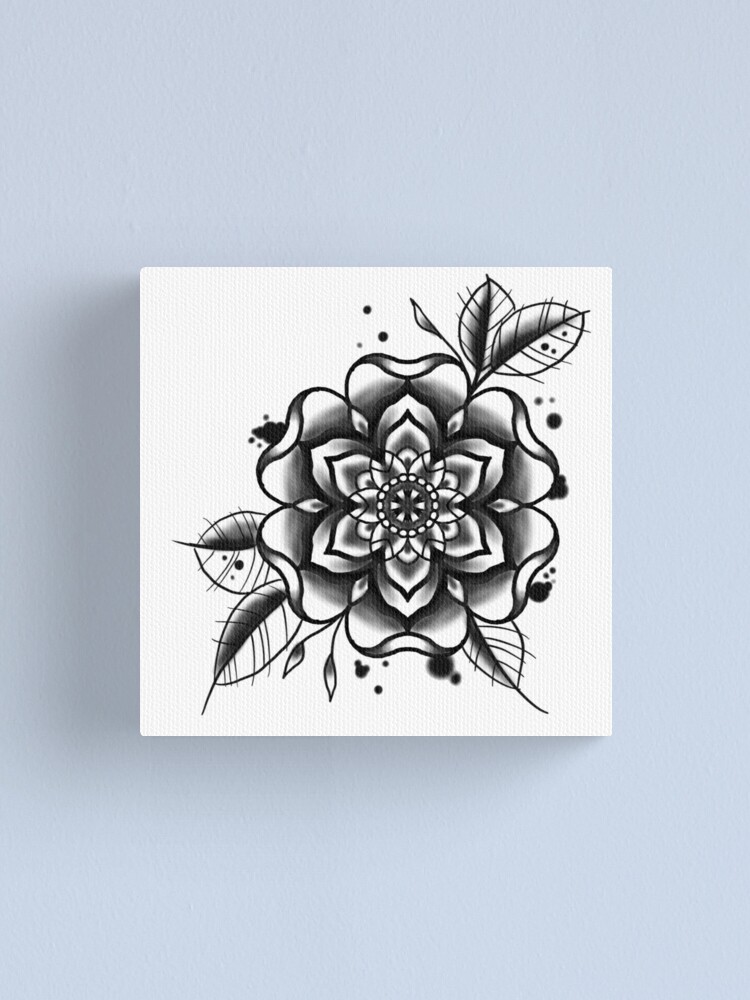 "black and white tattoo flower" Canvas Print by nikkisailor Redbubble
