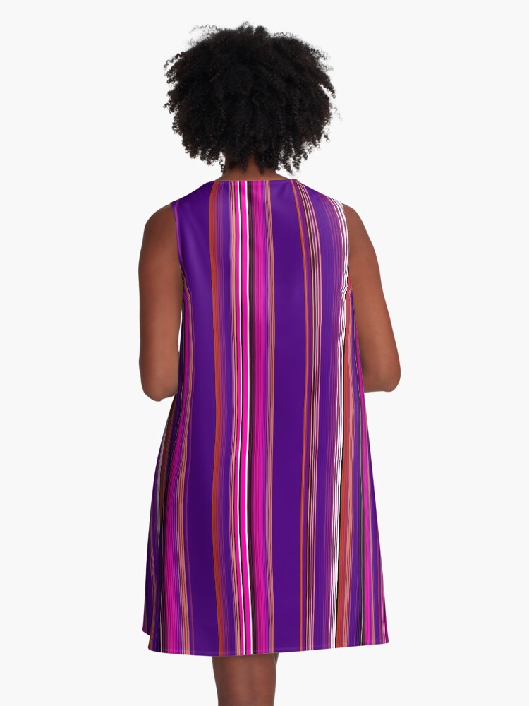 Thumbnail 3 of 4, A-Line Dress, Serape Striped Textile Pattern Latinx designed and sold by that5280lady.
