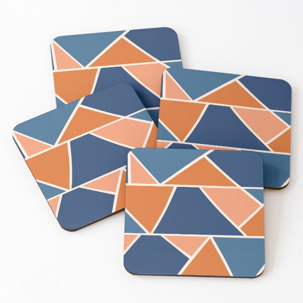 Item preview, Abstract Geometric Shapes 12 in Navy Blue and orange Shades Pattern designed and sold by nineFlorals.