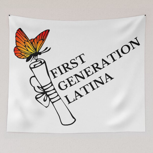 Item preview, First Generation Latina with Butterfly and Diploma designed and sold by SMillustrations.