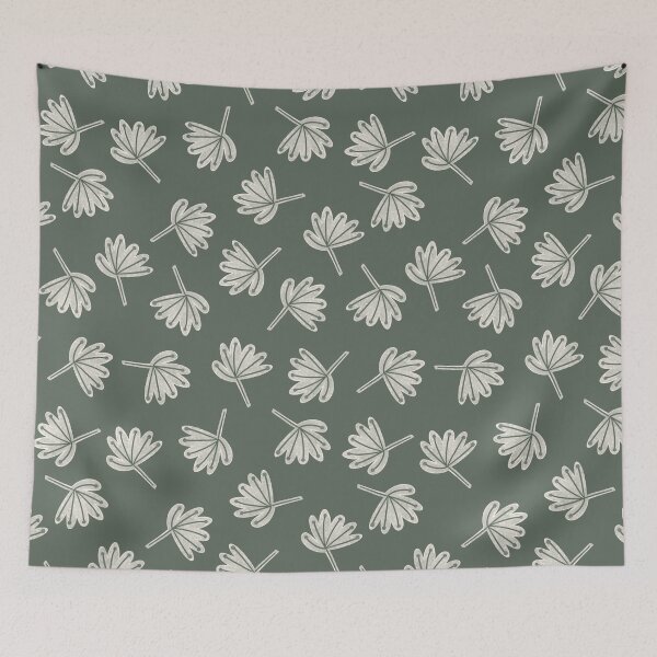 Aperçu de l'œuvre Feuilles ludiques - sur fond olive créée et vendue par karousel.