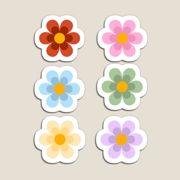 Item preview, groovy rainbow flowers sticker pack daisies pastel pink designed and sold by ShopMaggieRose.