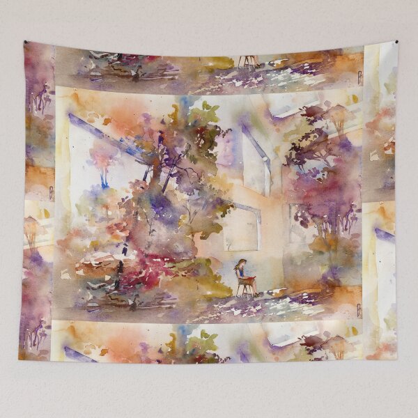 Item preview, Colorful interior filled with foliage designed and sold by zawij.