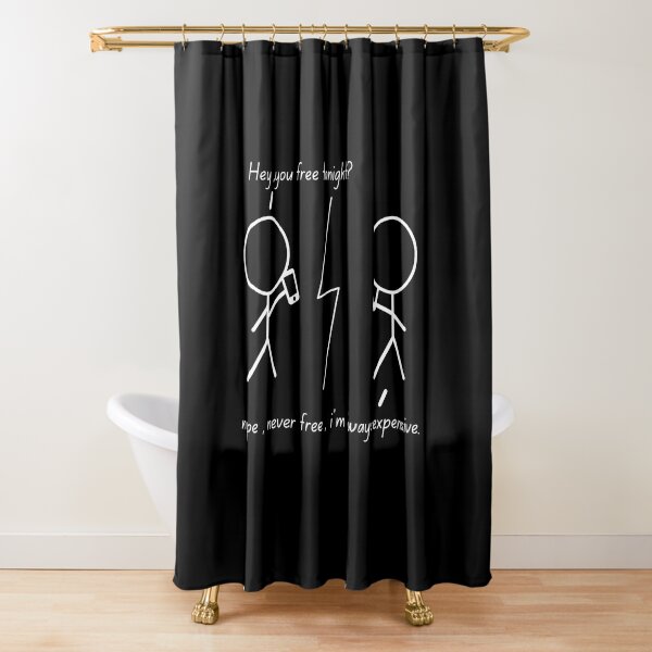 Humor Shower Curtain, Stickman Meme Face Icon Looking at Computer