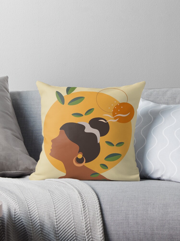 Thumbnail 1 of 4, Pillow, Gaia – Abstract Woman Illustration designed and sold by FoxyCreativeLtd.