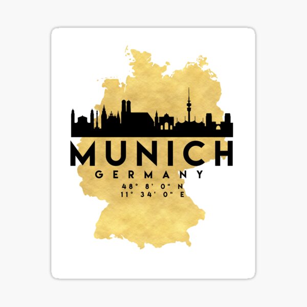MUNICH GERMANY SILHOUETTE SKYLINE MAP ART Sticker