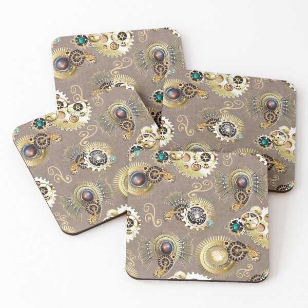 Item preview, gear, lamp, steampunk, paisley, gold, sand background, trend  year designed and sold by Maria Mihailova.