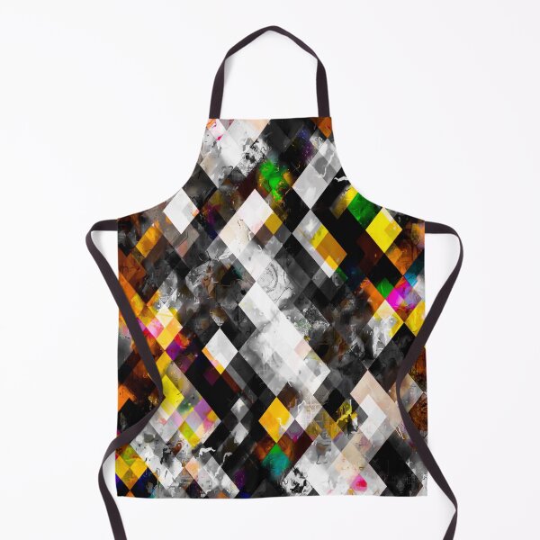 Item preview, geometric pixel square pattern abstract background in yellow orange pink designed and sold by Mrvell.